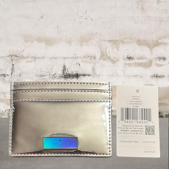 kate spade Handbags - Kate Spade NWT Bridget Mirror Metallic Small Slim Card Holder Silver
